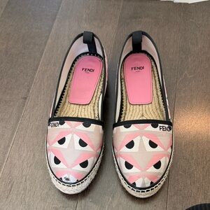 Fendi Geometric Pink and Black Espadrilles